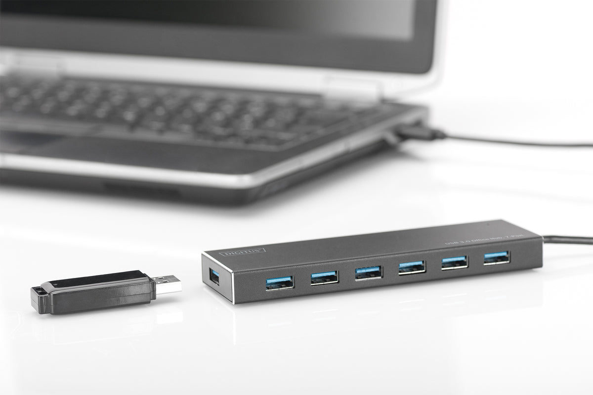DIGITUS USB-Hub    7-Port 3.0->7xA3.0 m.Netzteil     schwarz