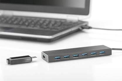 DIGITUS USB-Hub    7-Port 3.0->7xA3.0 m.Netzteil     schwarz