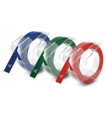 3x1 Dymo Embossing Labels Multi-Pack 9mm (red/blue/black)