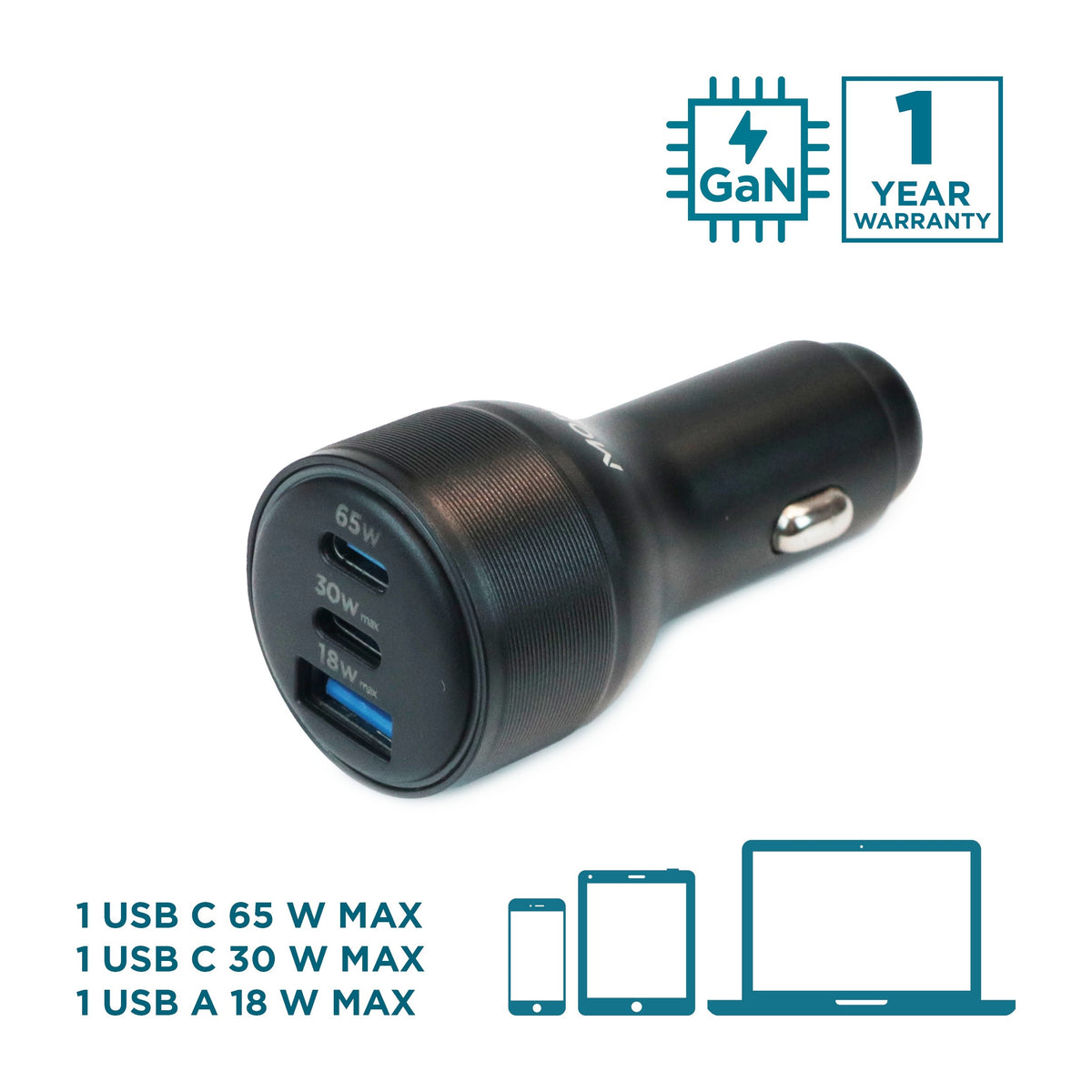 Mobilis Energia Charger 95W Car Charger 2 USB-C 1 USB-A SB