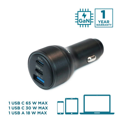Mobilis Energia Charger 95W Car Charger 2 USB-C 1 USB-A SB