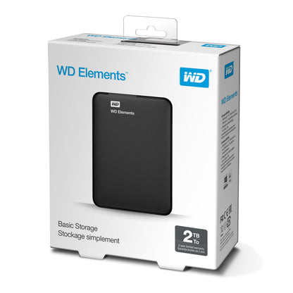 Western Digital Elements Portable 2TB External Hard Drive (Black, Micro-USB-B 3.2 Gen 1, 5 Gbit/s)
