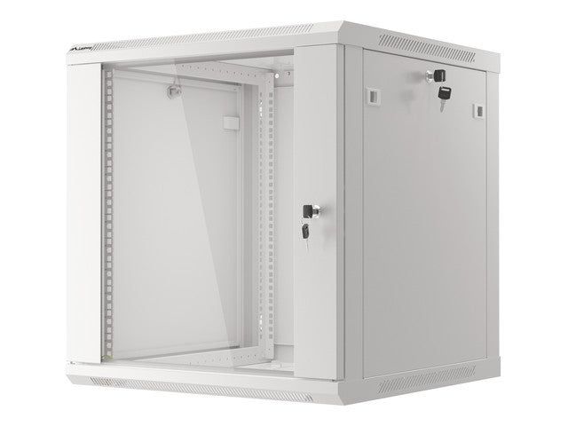 Lanberg wall-mounted installation rack cabinet 19'' 12U 600x600mm gray (glass door)
