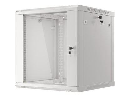 Lanberg wall-mounted installation rack cabinet 19'' 12U 600x600mm gray (glass door)