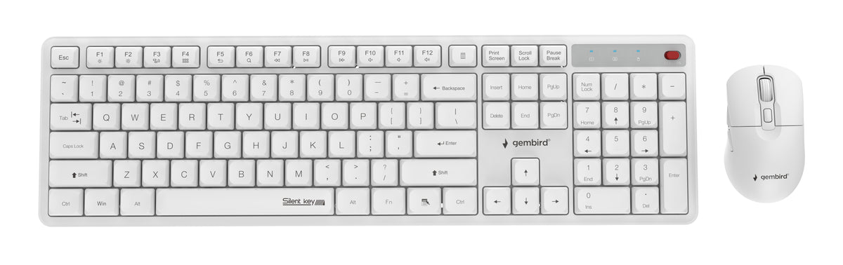 Gembird KBS-WMS-01-W Silent key Pro Business wireless desktop set, white, US layout
