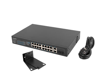 Lanberg 19" Rack Switch PoE+ 16x 100Mb / 2x Combo Gigabit Ethernet 150W