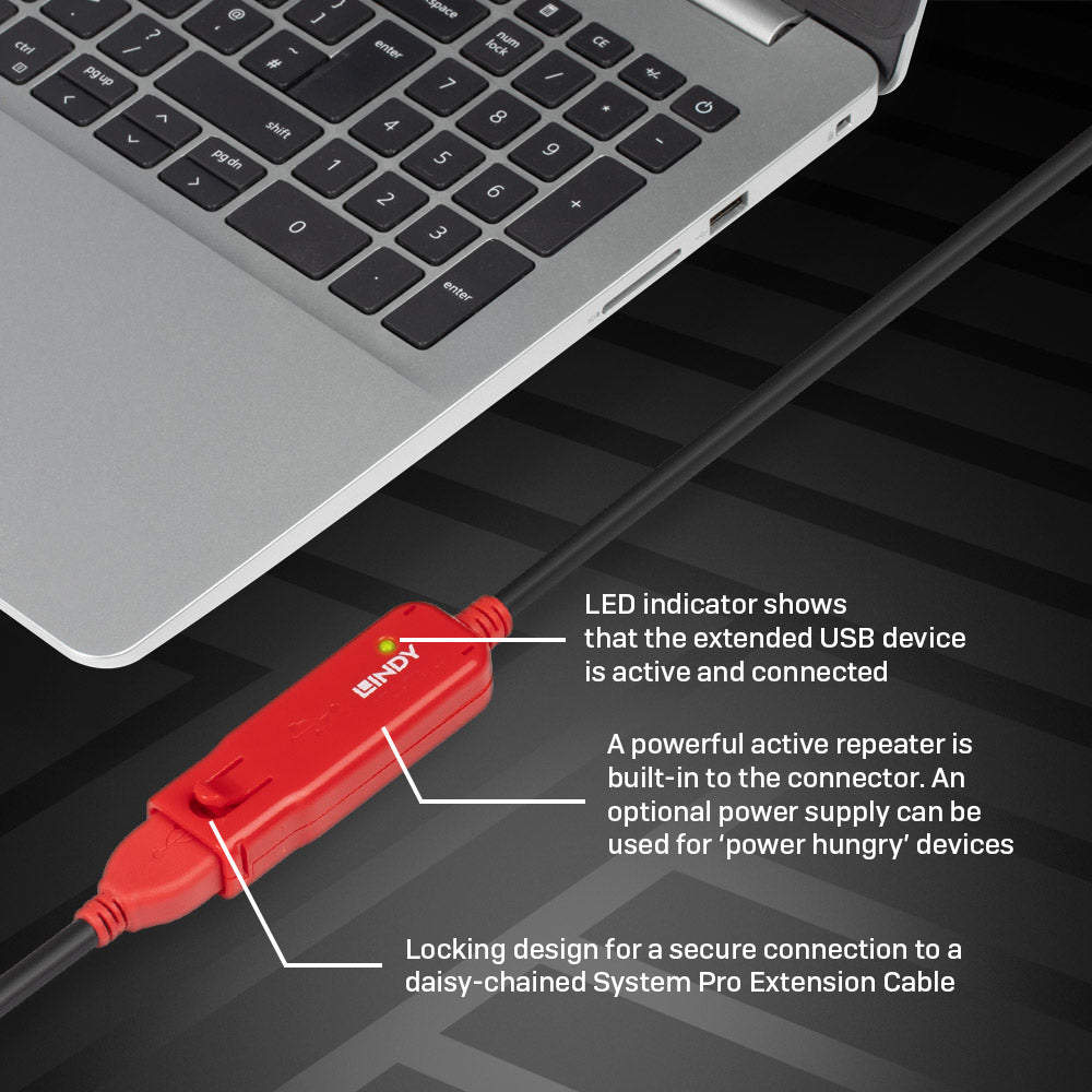 LINDY USB 2.0 Aktiv-Verlängerung Pro 8m