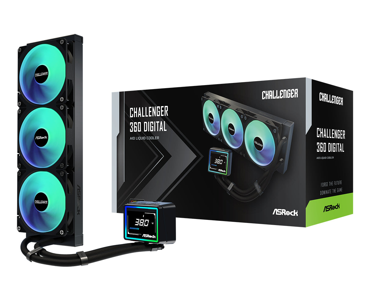 Σετ Υδρόψυξης Ψηφιακής Επεξεργασίας Asrock Challenger 360 με Ανεμιστήρα 12 εκ., Μαύρο