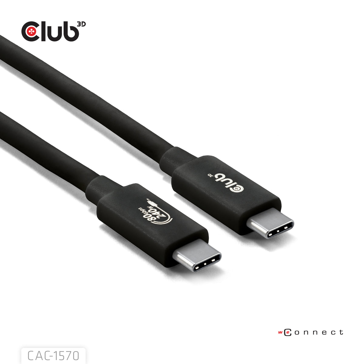 Club3D USB-C Cable 80Gbps Certified PD 240W / 8K 240Hz 1.2m St/St (Retail)