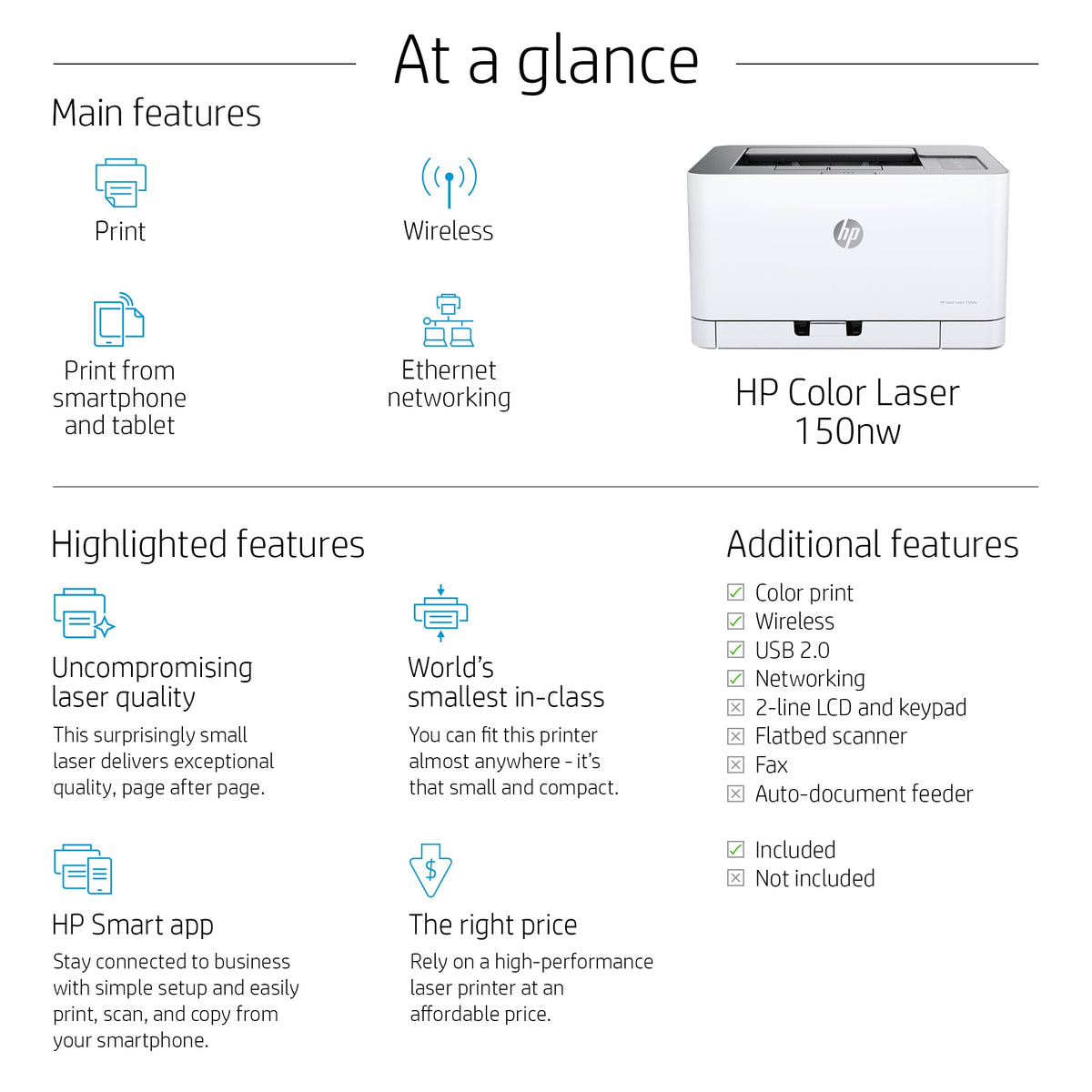 HP Color Laser 150nw 600 x 600 DPI A4 Wi-Fi