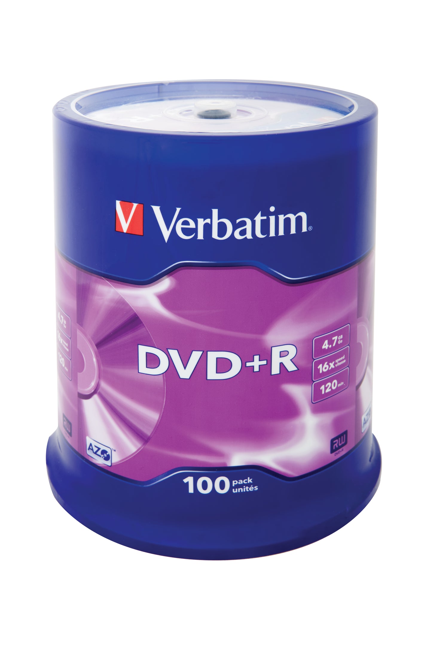 1x100 Verbatim DVD+R 4,7GB 16x Speed, matt silver