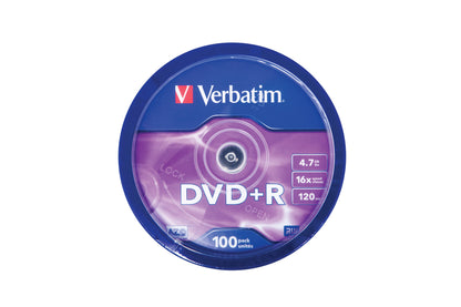 1x100 Verbatim DVD+R 4,7GB 16x Speed, matt silver