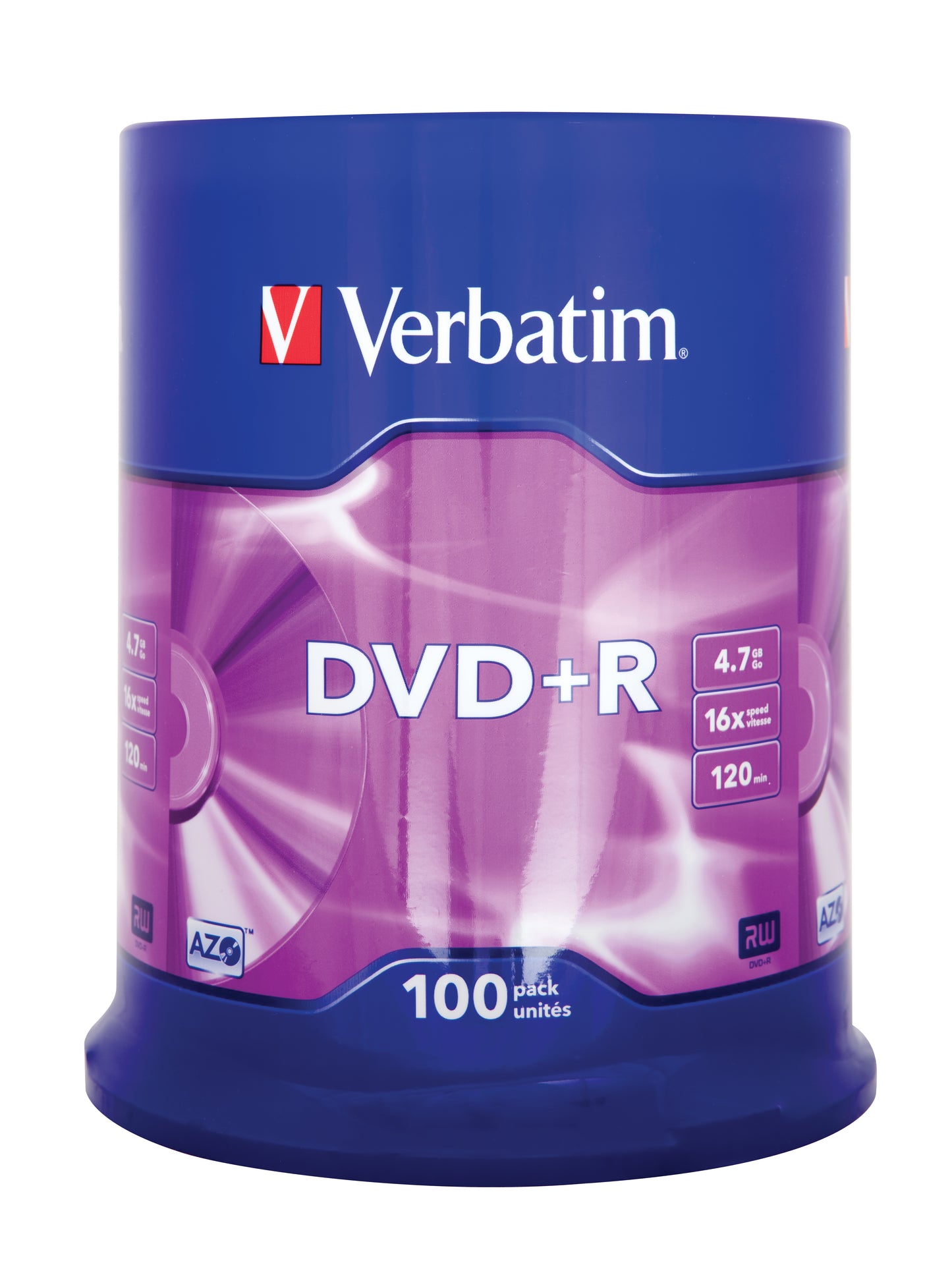 1x100 Verbatim DVD+R 4,7GB 16x Speed, matt silver