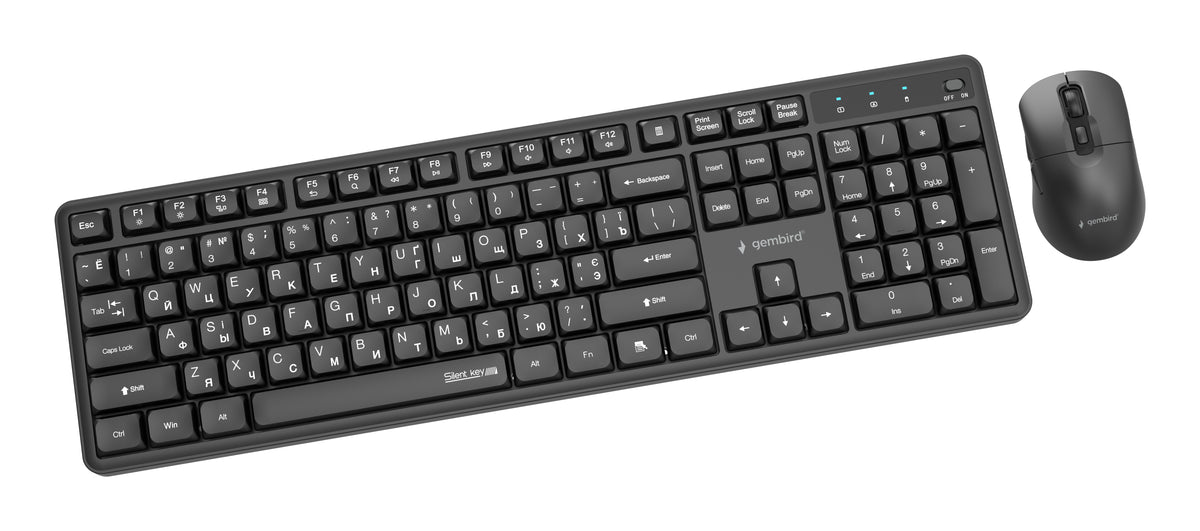 Gembird KBS-WMS-01-CYRL Silent key Pro Business wireless desktop set, black, RU layout