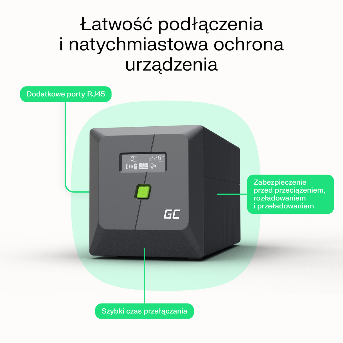 Green Cell UPSLP700 uninterruptible power supply (UPS) Line-Interactive 1 kVA 700 W 4 AC outlet(s)