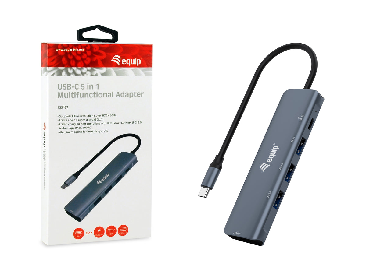 Equip Dock  5-1 USB-C->HDMI,3xUSB-A,100W USB-C         0.25m