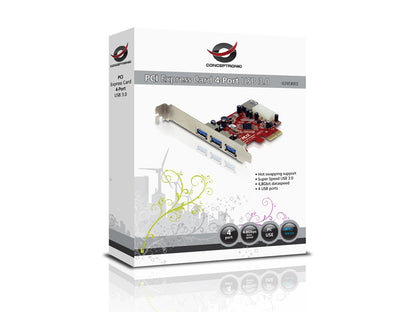 CONCEPTRONIC PCIe1x Card 3xUSB-A Ext./1xUSB-A Int.     5Gbps