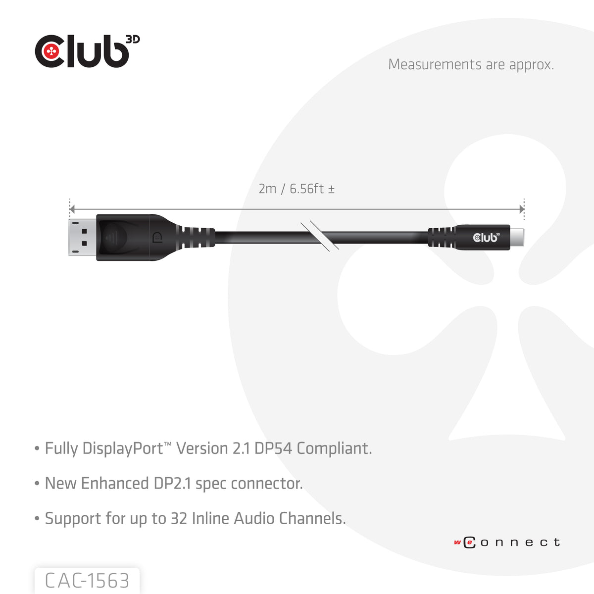 Club3D Cable USB Type-C <-> DP 2.1 2m 8K120Hz St/St