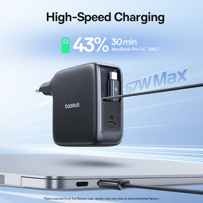 Baseus EnerCore CJ21 Charger Retractable 3C 67W EU, Black