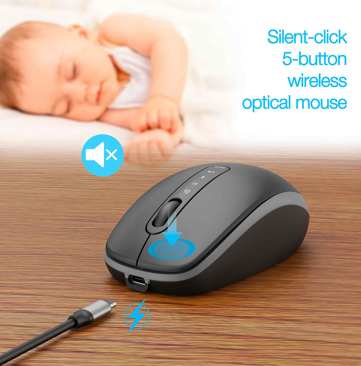 Gembird KBS-WPS-02 Dual-mode Slim Wireless Desktop Set, 2.4G+BT, US layout