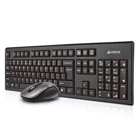 A4Tech 7100N Desktop Keyboard with Mouse Included, RF Wireless, QWERTY Layout, English, Black