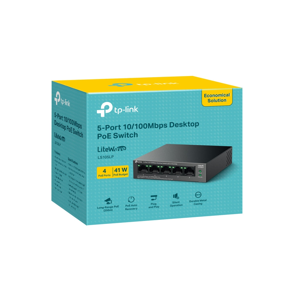 TP-Link LiteWave LS105P Ανεπιτήρητος Γρήγορος Ethernet (10/100) με Τροφοδοσία μέσω Ethernet (PoE) Μαύρο