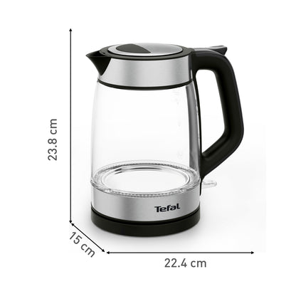 Tefal Glass Kettle KI605830 electric kettle 1.7 L 2200 W Black, Silver, Transparent