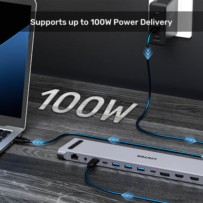 UNITEK 4K KVM DOCKING STATION, USB-C, HDMI WITH STAND