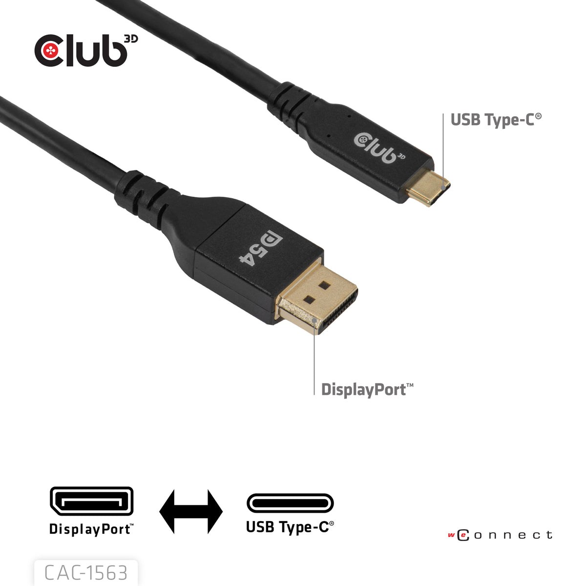 Club3D Cable USB Type-C <-> DP 2.1 2m 8K120Hz St/St