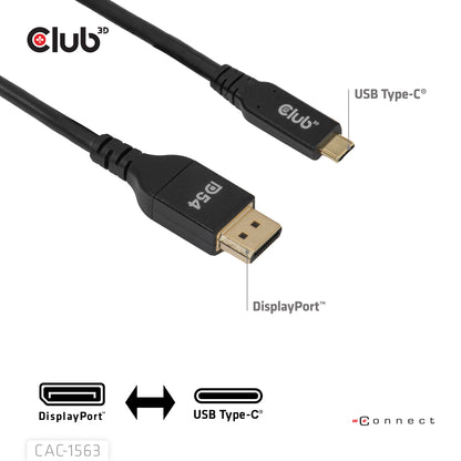 Club3D Cable USB Type-C <-> DP 2.1 2m 8K120Hz St/St