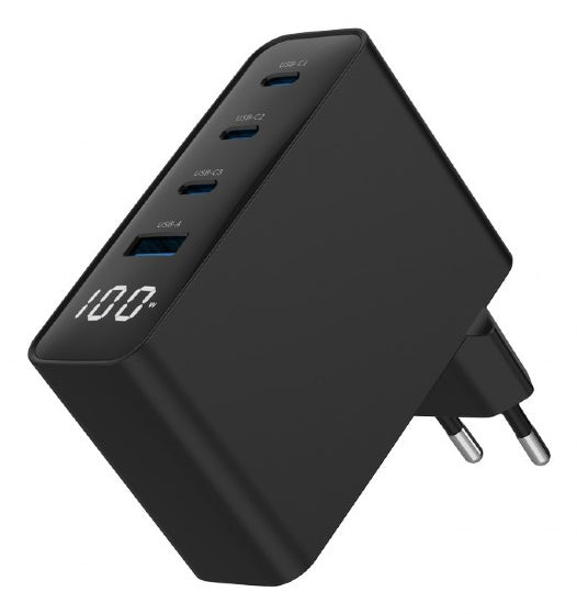 Gembird TA-UC-PDQC100LCD-01-BK Mobile Device Charger – Laptop & Smartphone, Black, AC Fast Charging, Indoor