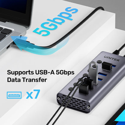 USB-A 3.0 5 Gbps hub with 7-in-1 switch Unitek H1314A01-EU