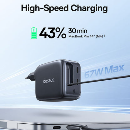 Baseus EnerCore CJ11 Charger Retractable 3C 67W EU, Black