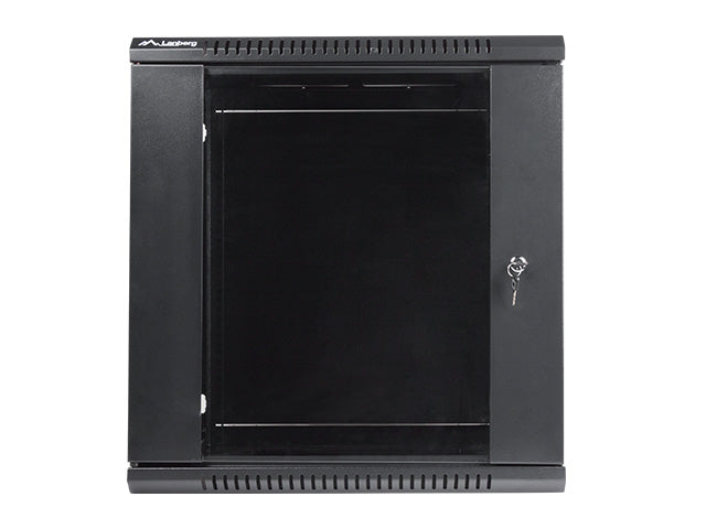 Lanberg wall-mounted installation rack cabinet 19'' 12U 600x450mm black (glass door)
