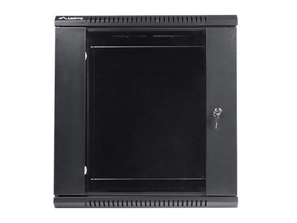 Lanberg wall-mounted installation rack cabinet 19'' 12U 600x450mm black (glass door)