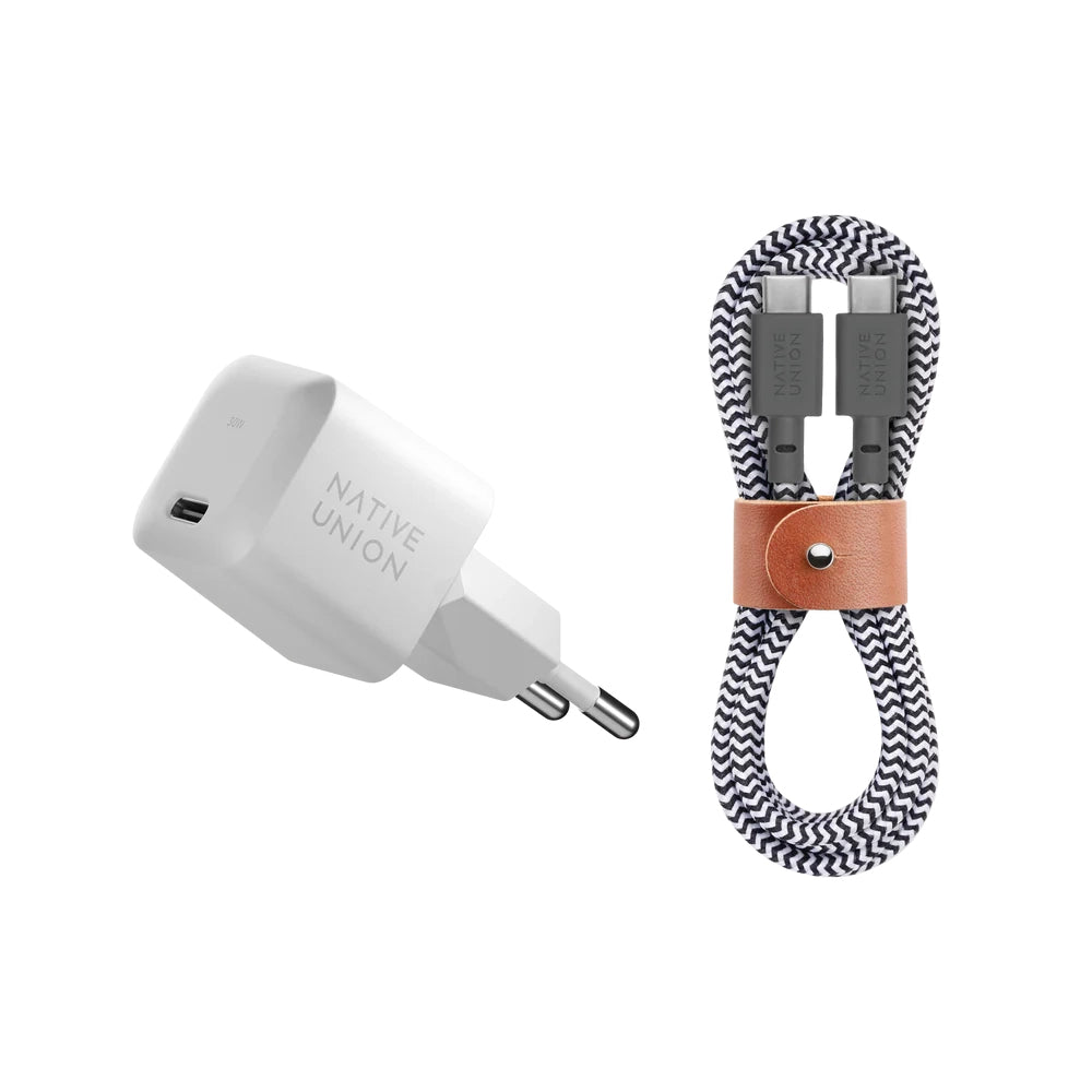 Native Union 30W USB-C Fast GaN Charger White with USB-C Cable Zeb