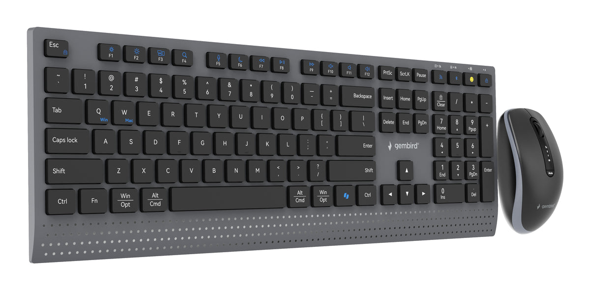 Gembird KBS-WPS-02 Dual-mode Slim Wireless Desktop Set, 2.4G+BT, US layout