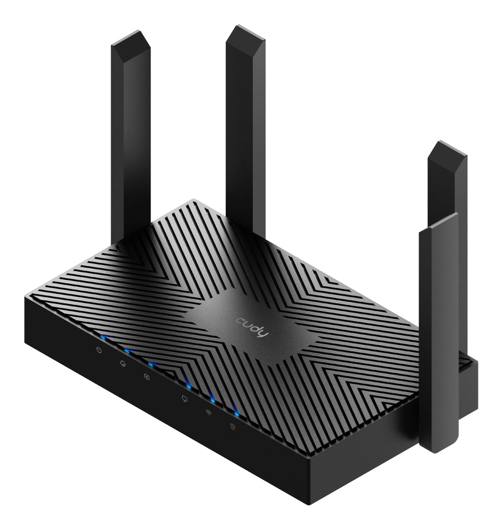 Ασύρματος δρομολογητής Cudy WR3000 με ταχύτητα Gigabit Ethernet και διπλή ζώνη συχνοτήτων (2,4 GHz / 5 GHz) σε μαύρο χρώμα