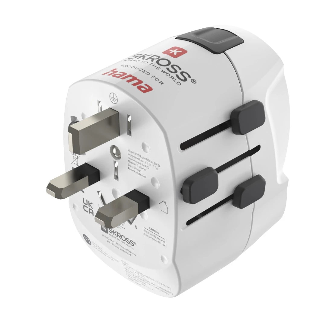 Hama World Travel Adapter ProLight 0PD, 3-pin, 30 W