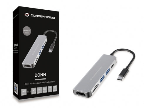 CONCEPTRONIC  6-1 Dock USB-C->HDMI/2xUSB-A/SD/TF/+   15cm gr