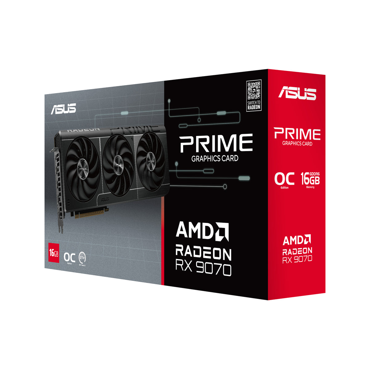 ASUS Radeon RX 9070 PRIME GAMING OC (Gray, RDNA4, GDDR6, 3x DisplayPort, 1x HDMI)