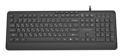 Gembird KB-MCH-05-CYRL Slim wired multimedia keyboard, black, RU layout
