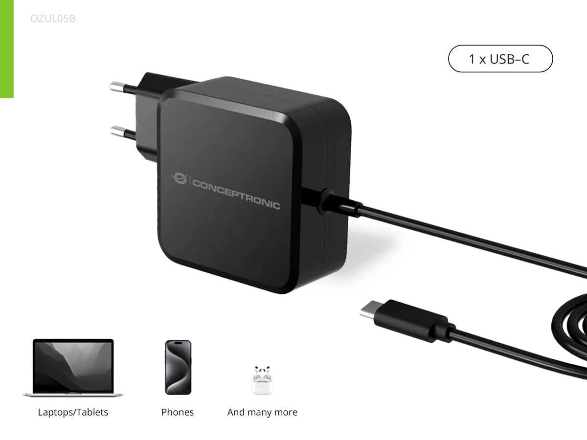 CONCEPTRONIC Ladegerät 1Port GaN USB-C Desk 100WPD3.0/PPS sw
