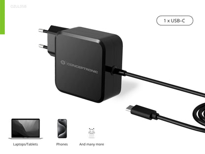 CONCEPTRONIC Ladegerät 1Port GaN USB-C Desk 100WPD3.0/PPS sw