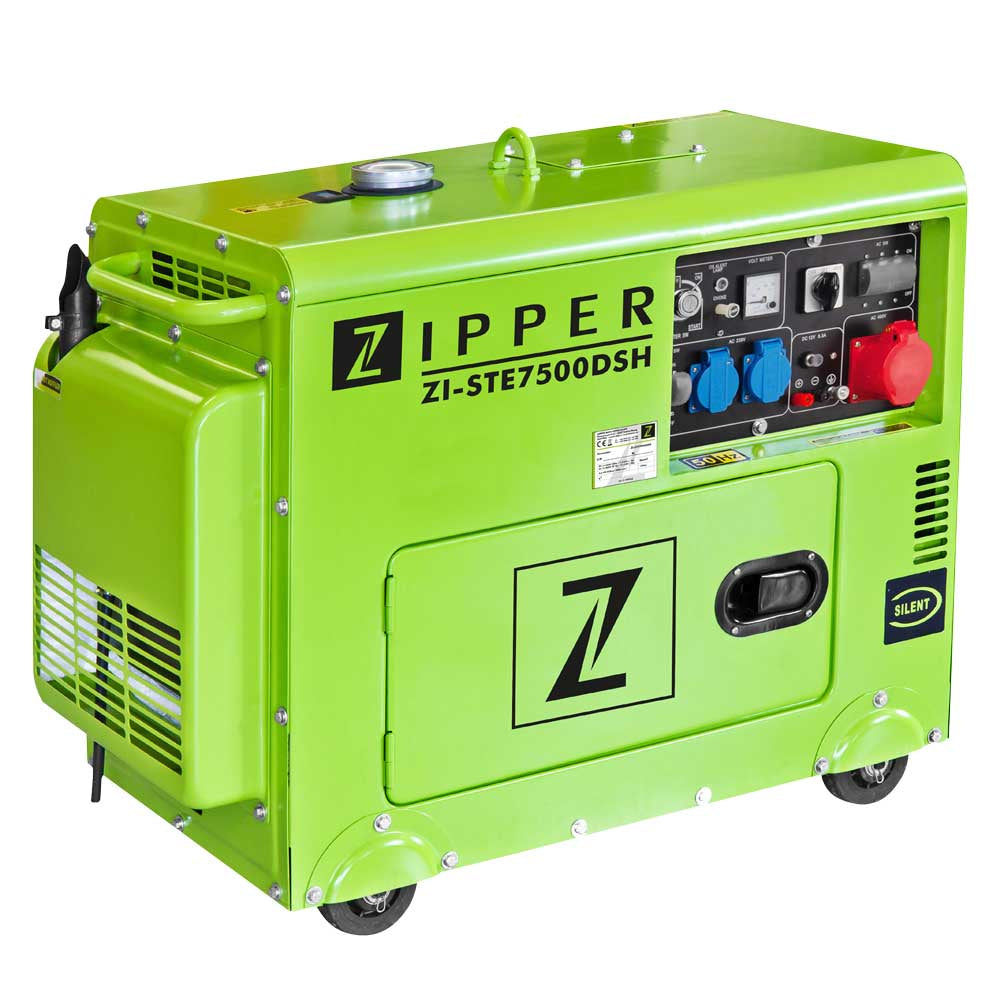 Zipper ZI-STE7500DSH γεννήτρια κινητήρα 5700 W 14,5 L Ντίζελ Ανοιχτό πράσινο