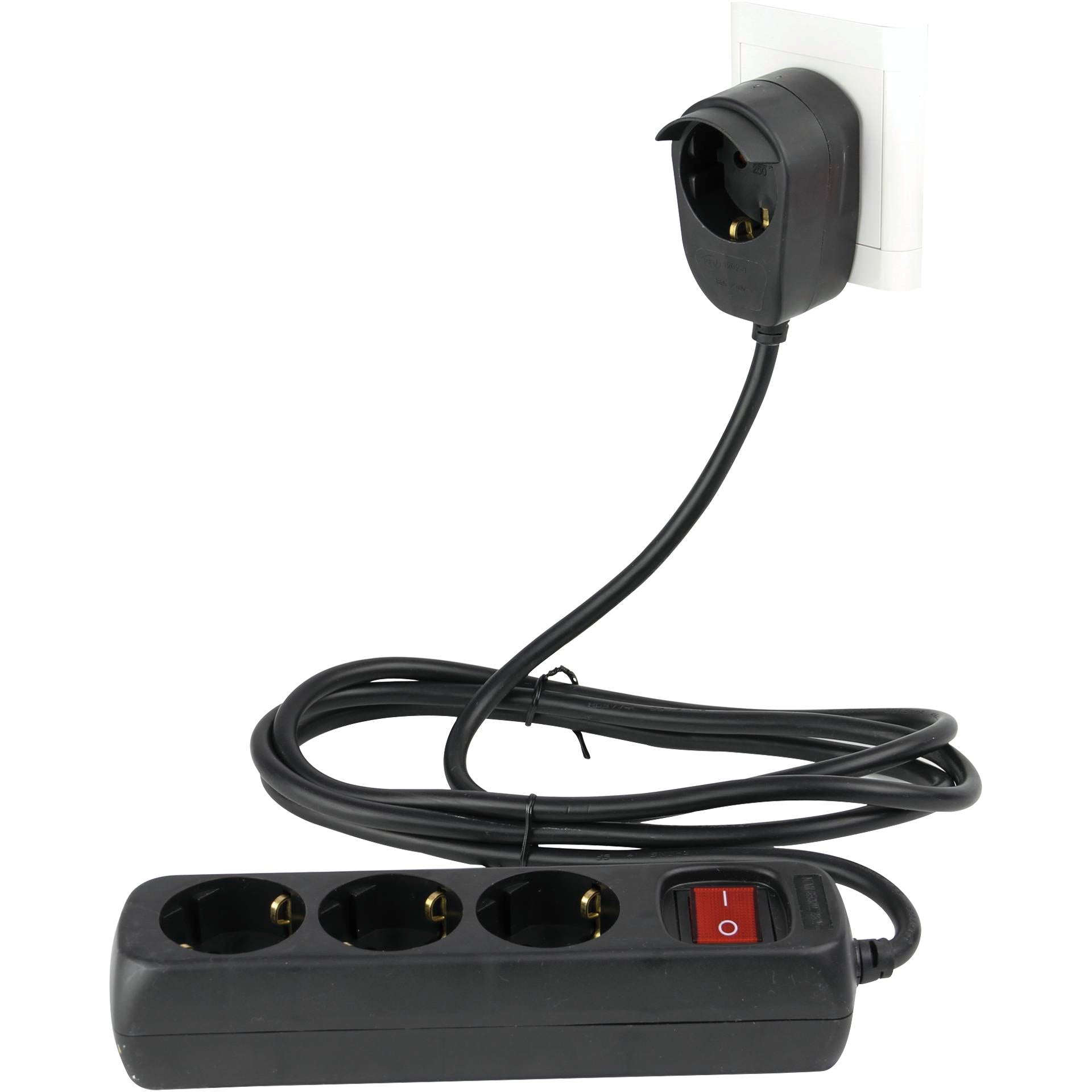 REV Πολυάγγιγμα Τάσης 3+1 με Διακόπτη Μαύρο 5μ