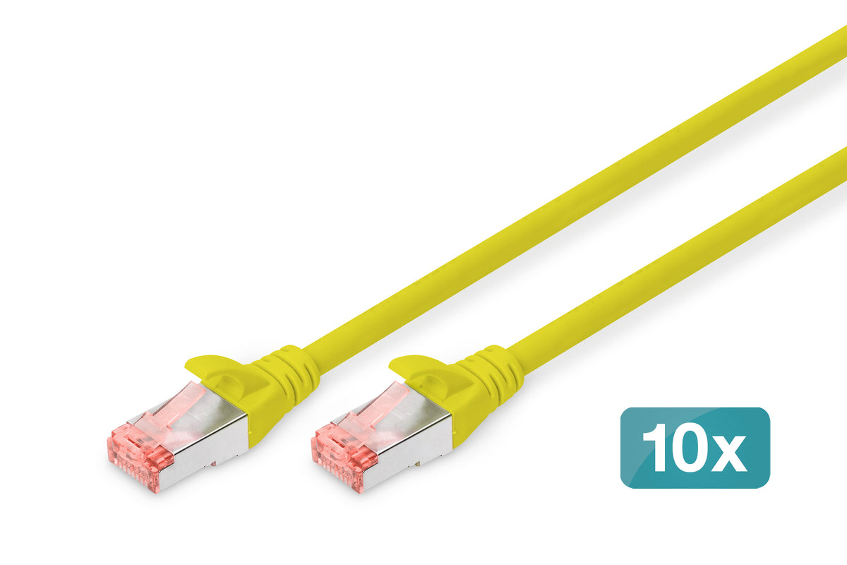 DIGITUS CAT 6 S/FTP Patchkabel, 10 Stück, 2m, gelb