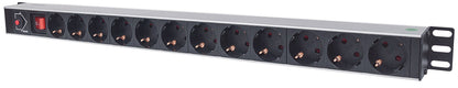 INTELLINET Power Strip 12-Socket with 1.6 m Connection Cable, Black