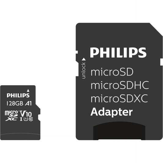 Φωτεινός Κάρτα MicroSDXC Philips 128GB Class 10 UHS-I U1 με Αντάπτορα