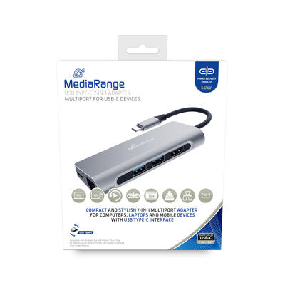 MediaRange DockingStation USB-C -> HDMI, USB3.2, RJ45, PD 60W